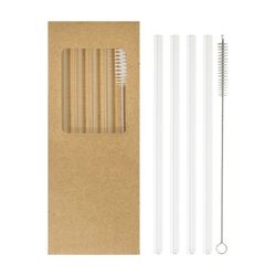 Borosip üveg szívószál szett