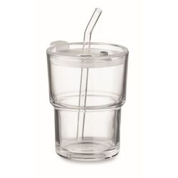 SIP Üveg pohár szívószállal 400 ml